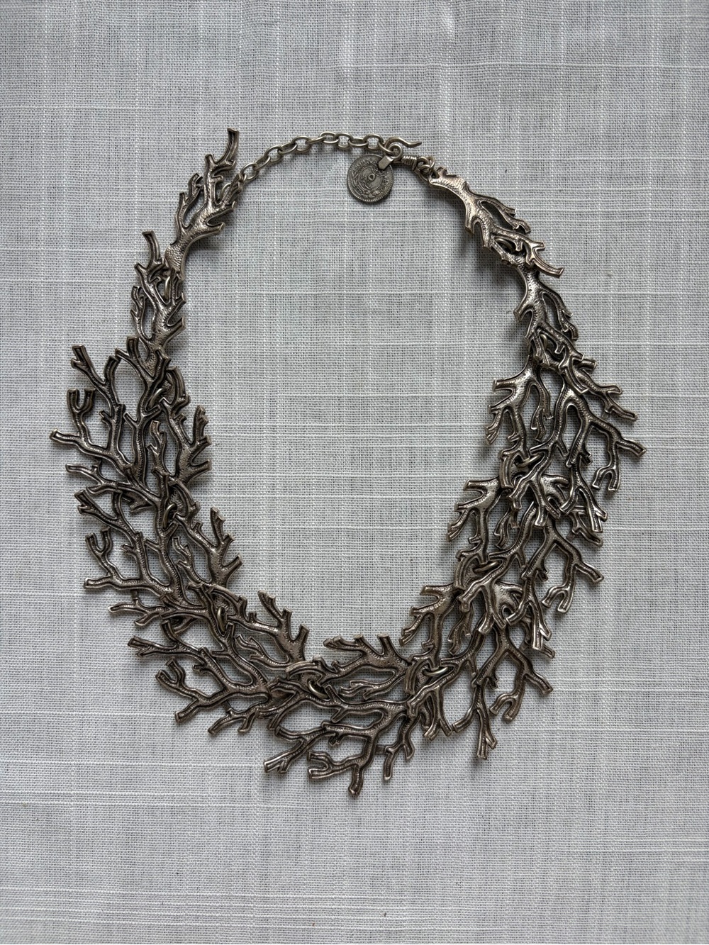 Pewter Coral Branch Statement Necklace